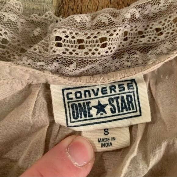 Converse One Star womens size small cream midi dress top with lace accents - Picture 4 of 6